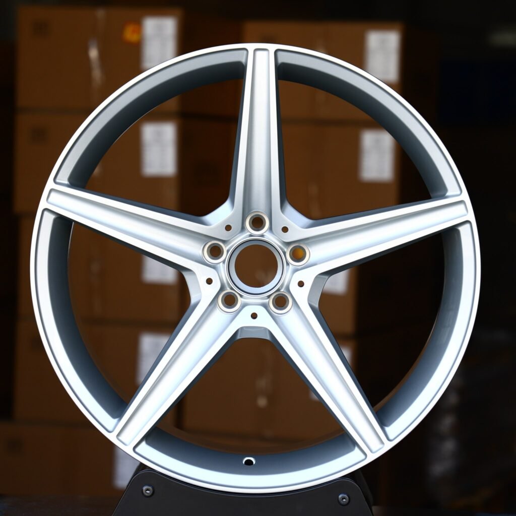 Porsche 911 wheels – Matte Silver Custom, front view