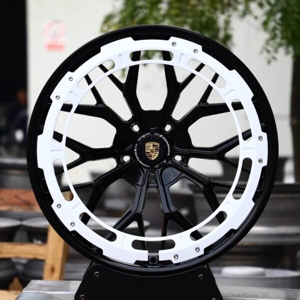 Porsche 911 wheels – Gloss Black White-Ring, front view