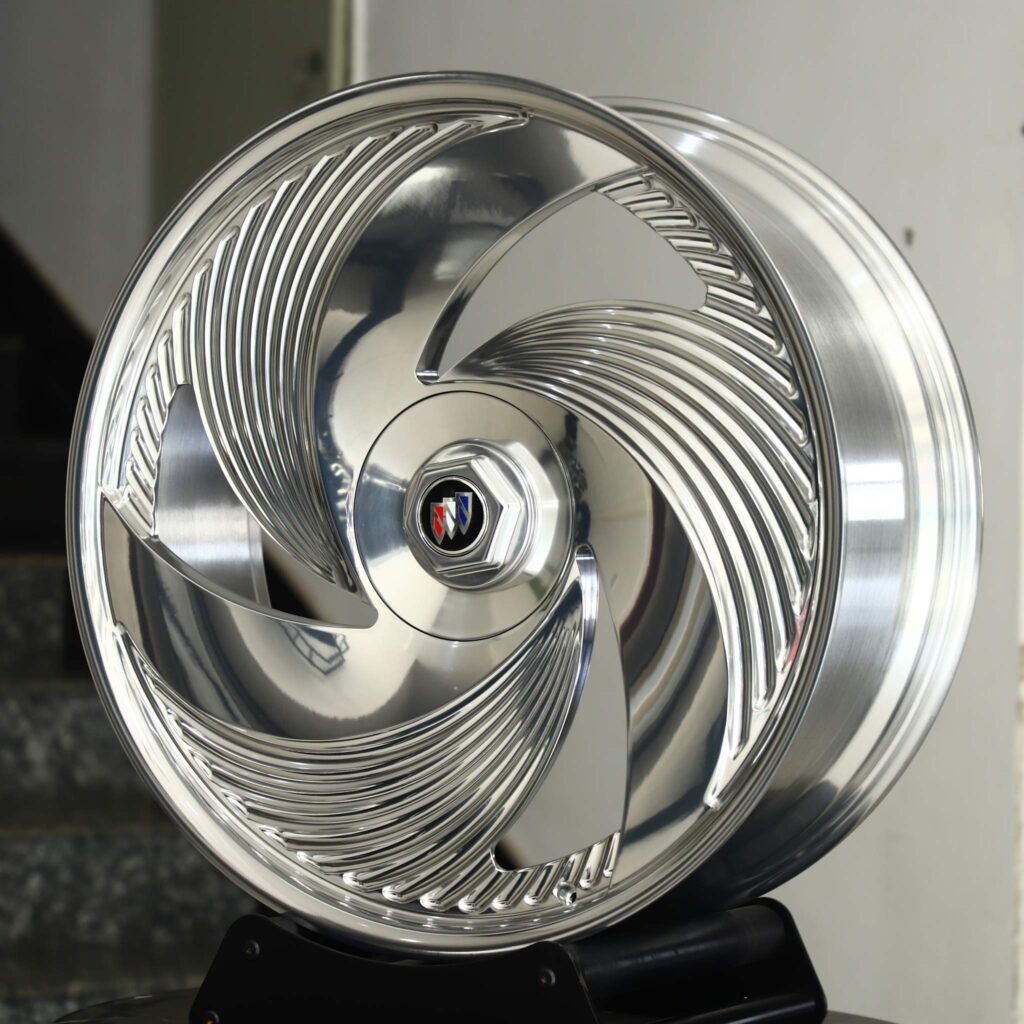 BMW M3 wheels – Matte Silver Deep Lip Directional Milled, angled view
