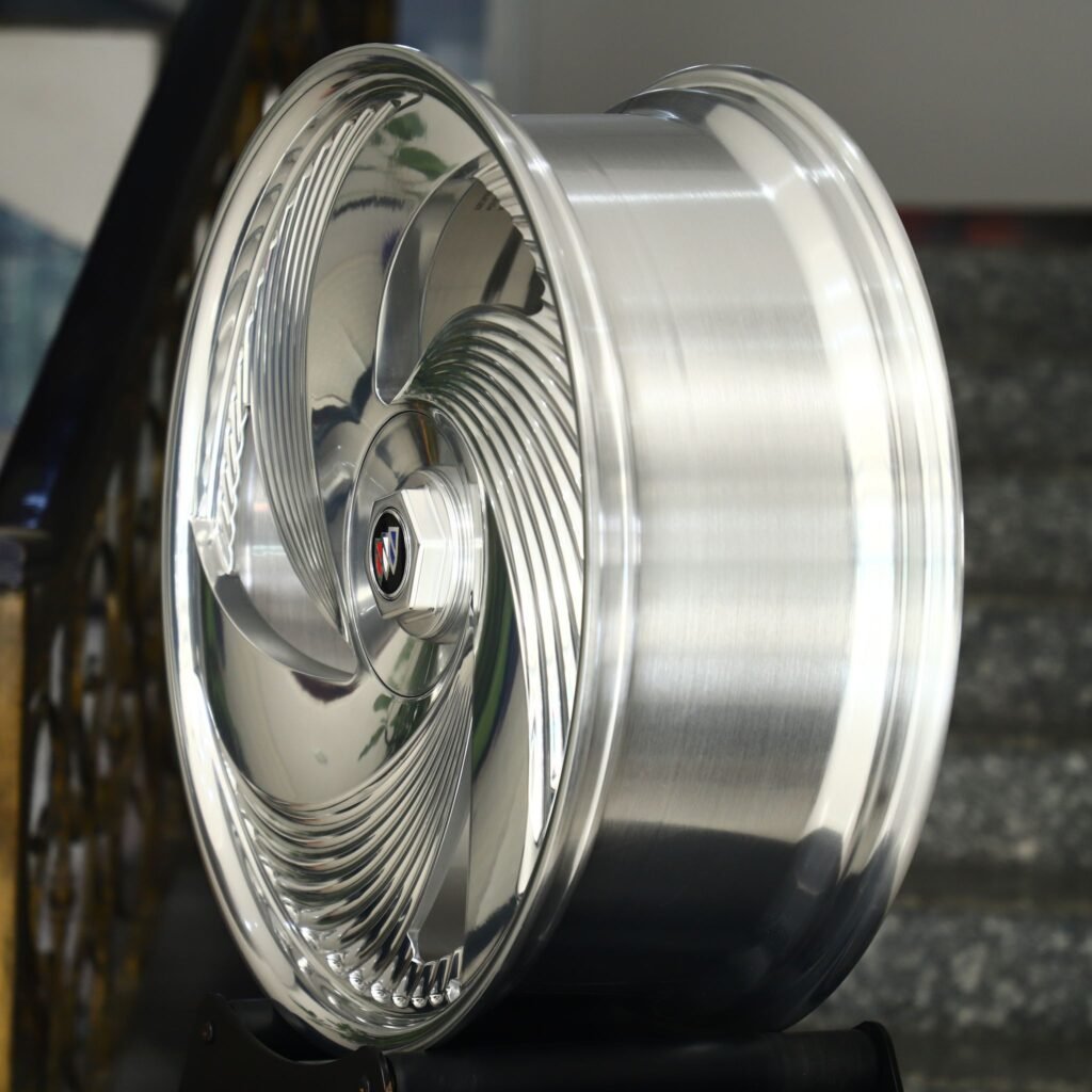 5x130 wheels – Matte Silver Deep Lip Directional Milled, side view