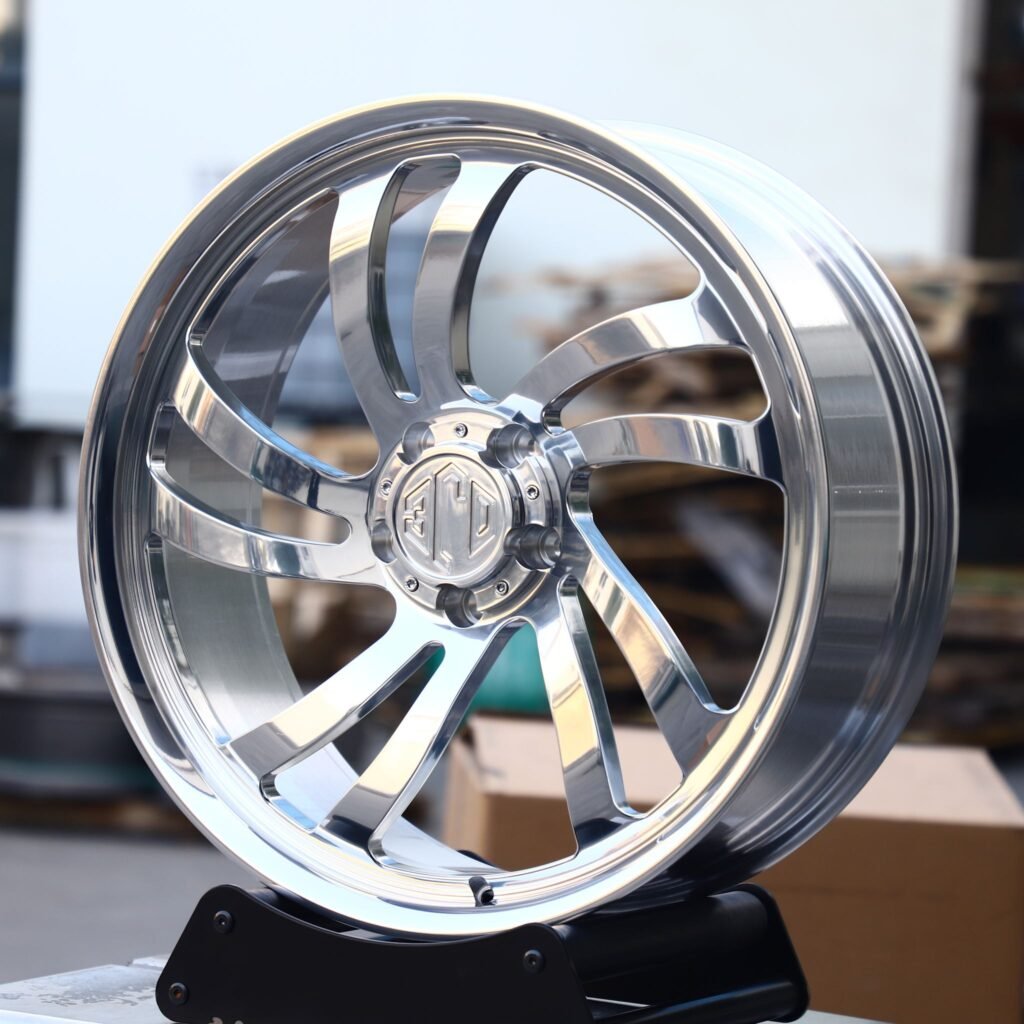 BMW M3 wheels – Matte Silver Deep Lip Directional Milled, angled view