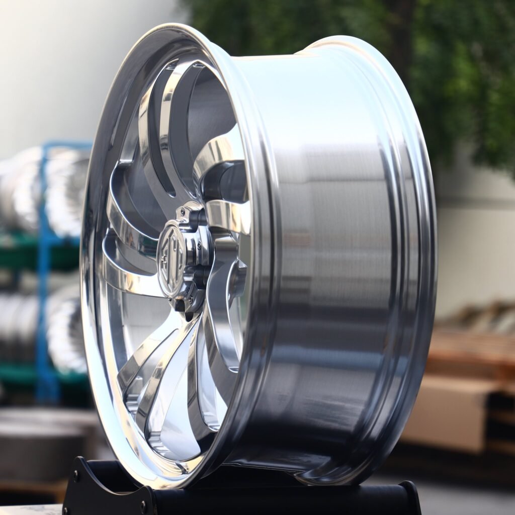 5x130 wheels – Matte Silver Deep Lip Directional Milled, side view