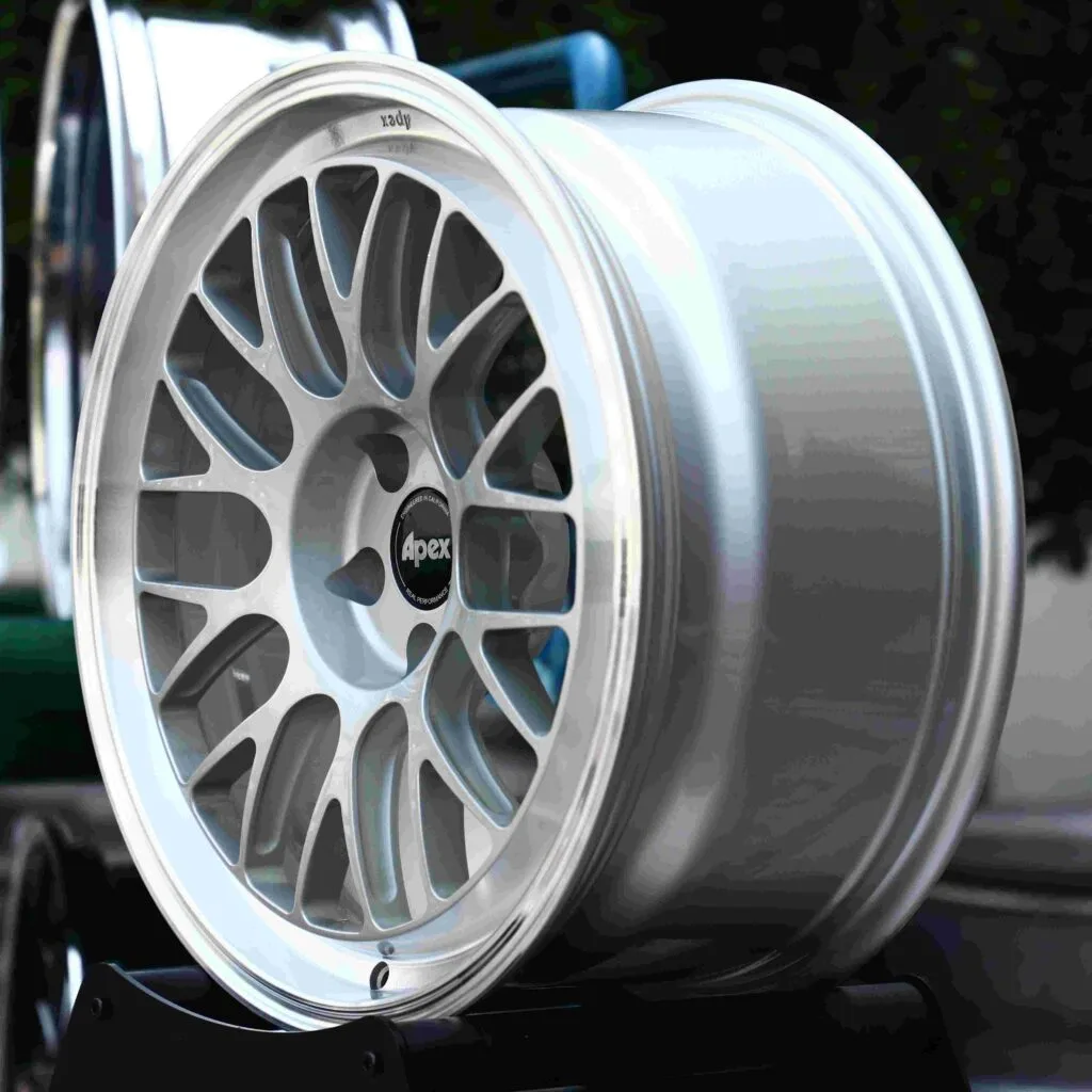 5x120 wheels – Matte Silver Deep Lip (APEX-Style), side view