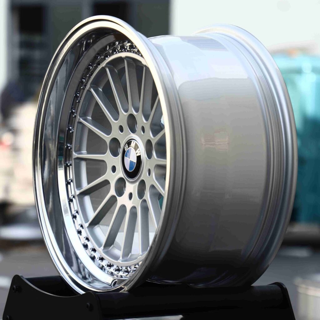 5x120 wheels – Matte Silver Deep Lip Riveted, side view