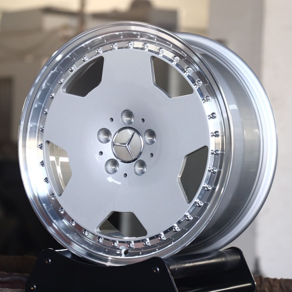 Mercedes-Benz S-Class wheels – Matte Silver Deep Lip Riveted, angled view