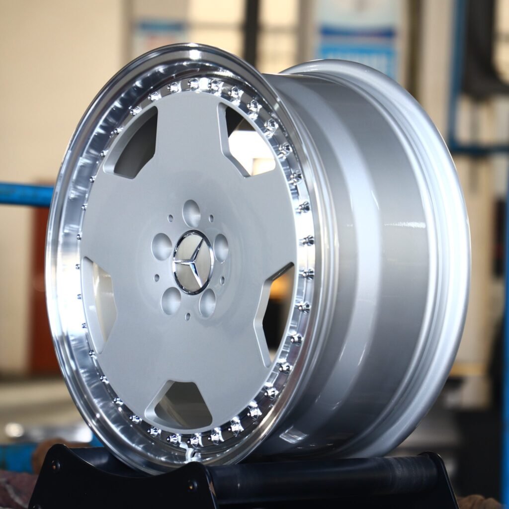 5x112 wheels – Matte Silver Deep Lip Riveted, side view