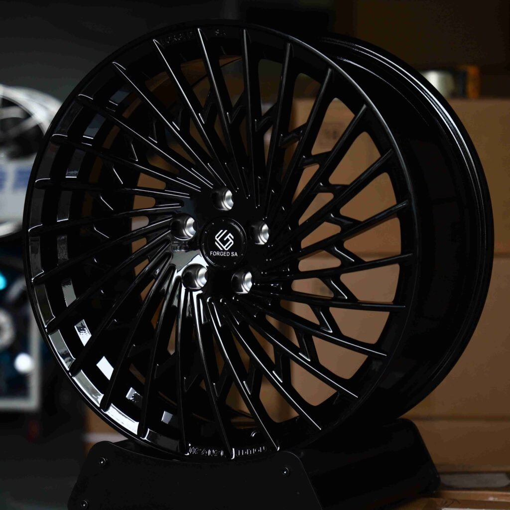 BMW M3 wheels – Matte Silver Directional Milled Cut-Out, angled view