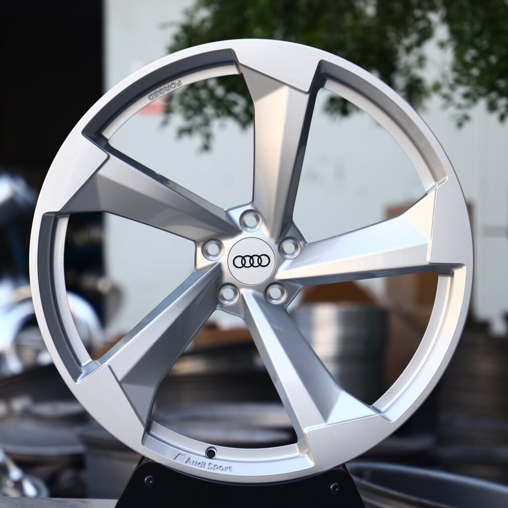 Audi A4 wheels – Matte Silver Directional Milled, front view