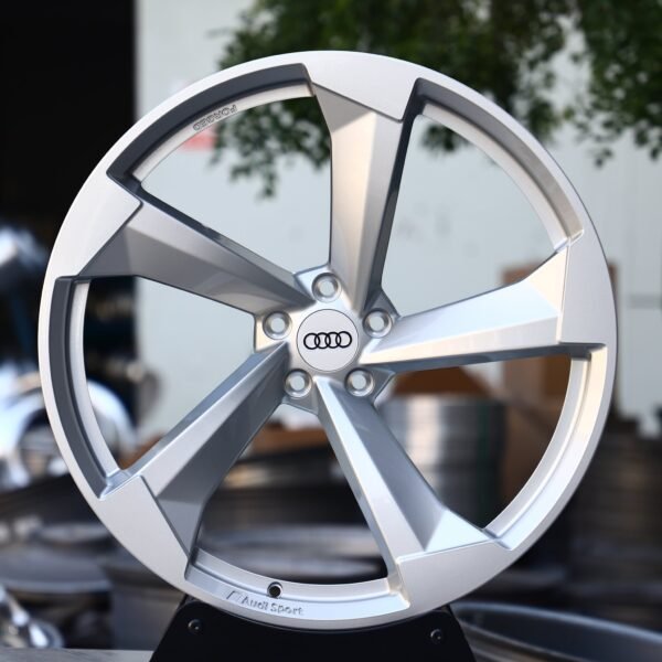 Audi A4 wheels – Silver Rotor-Style 5-Spoke (Audi OEM-Style), front view