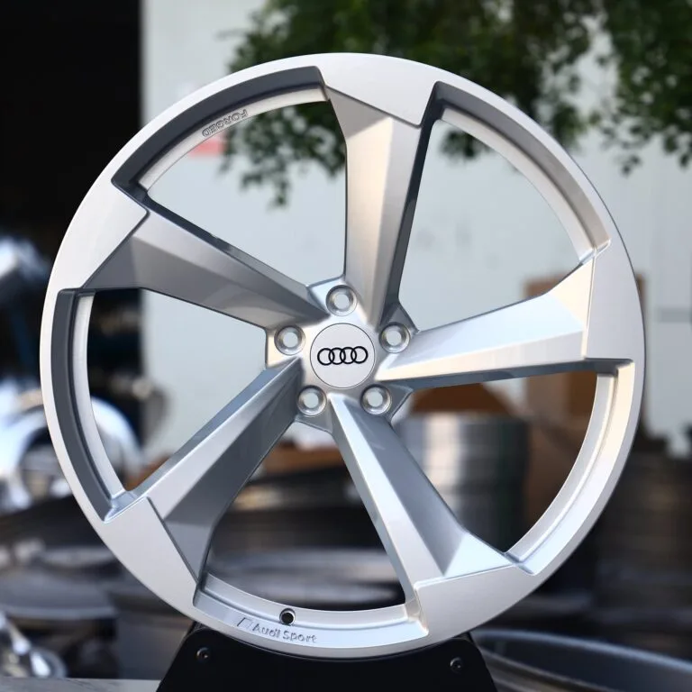 Audi OEM-Style Silver Rotor-Style 5-Spoke Forged Wheels – Audi A4 / A6, front view