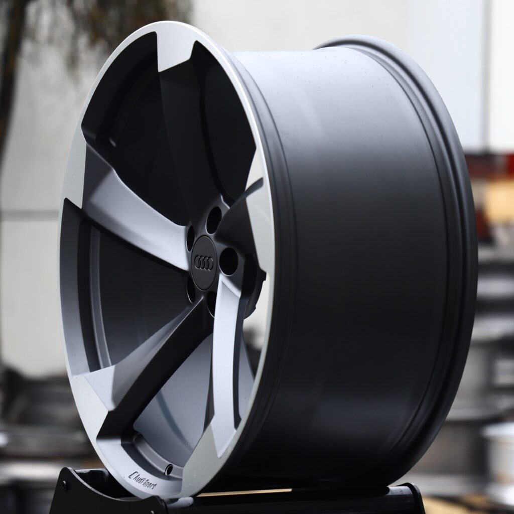 5x112 wheels – Matte Silver Directional Milled, side view