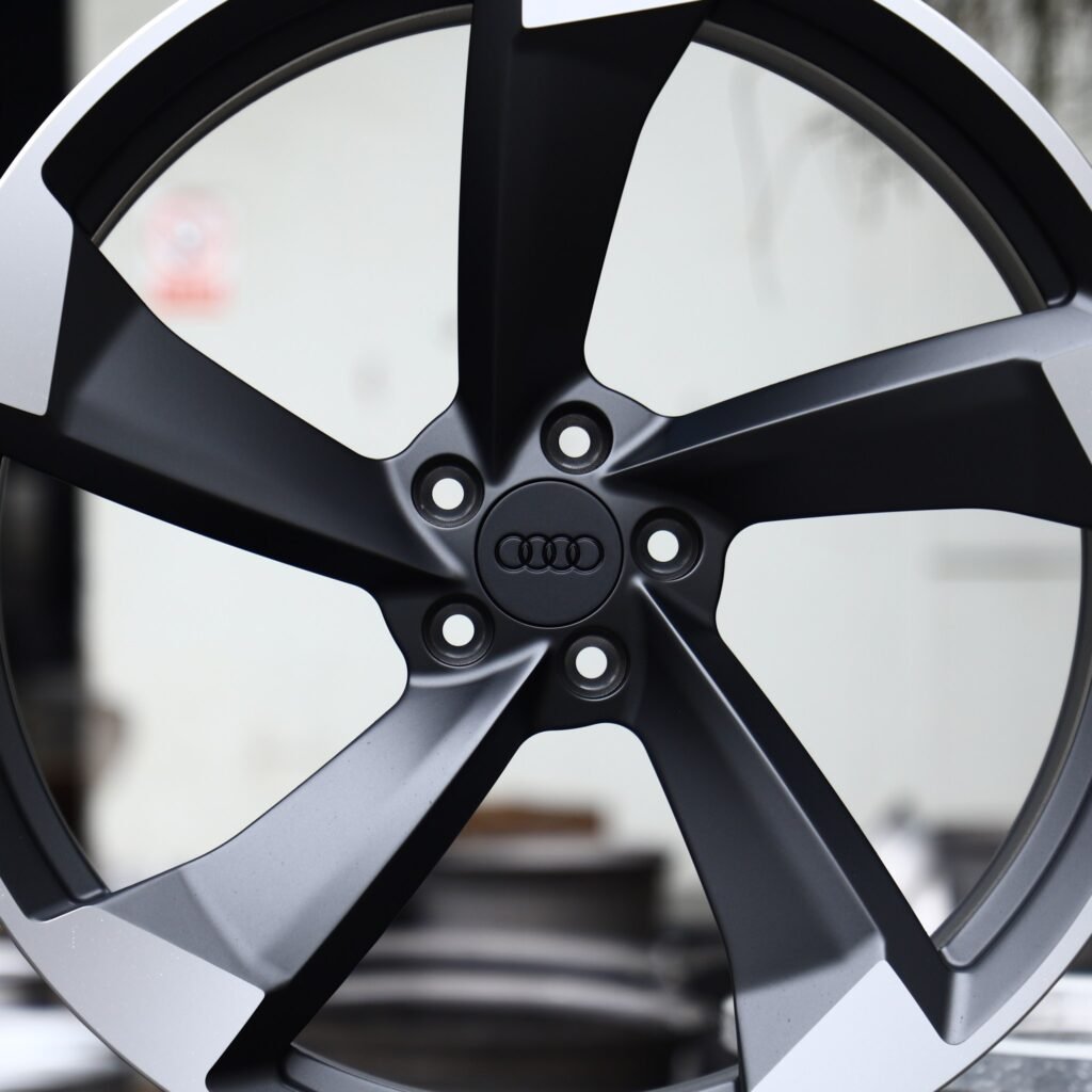 Audi RS3 8Y wheels – Matte Silver Directional Milled, lip and barrel detail