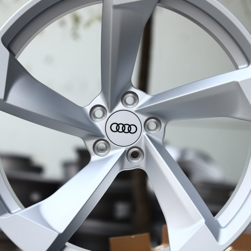 Audi RS3 8Y wheels – Matte Silver Directional Milled, lip and barrel detail