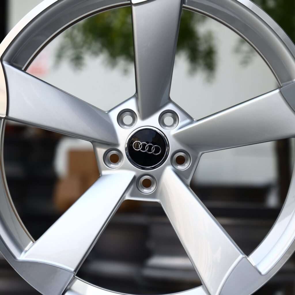 Audi RS3 8Y wheels – Matte Silver Directional Milled, lip and barrel detail
