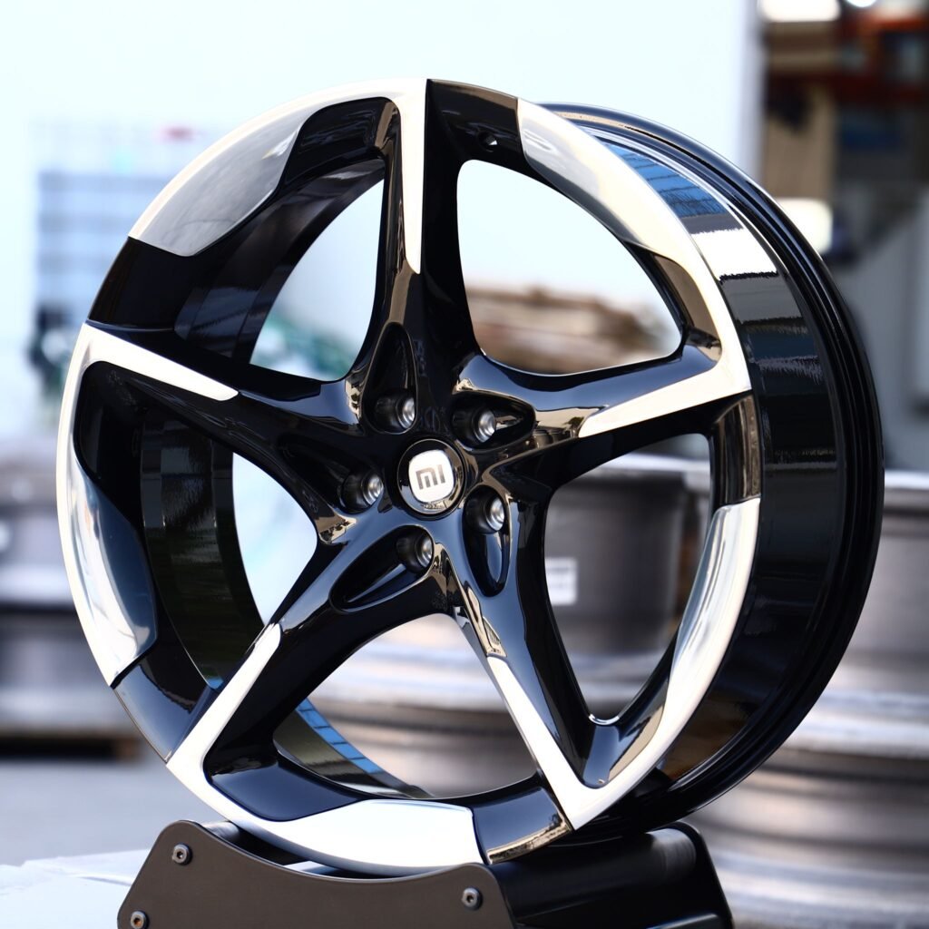 Xiaomi SU7 wheels – Matte Silver Directional Milled (Xiaomi OEM-Style), angled view