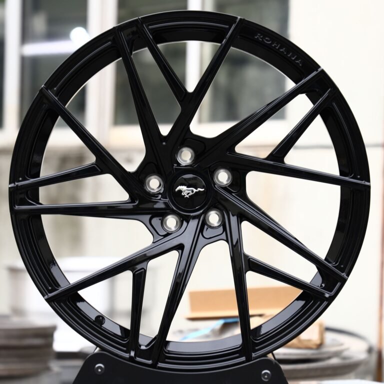 Ford Mustang wheels – Matte Silver Directional Milled, front view