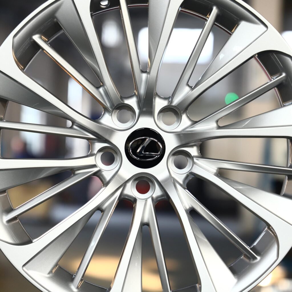 Tesla Model 3 wheels – Matte Silver Directional Milled, lip and barrel detail