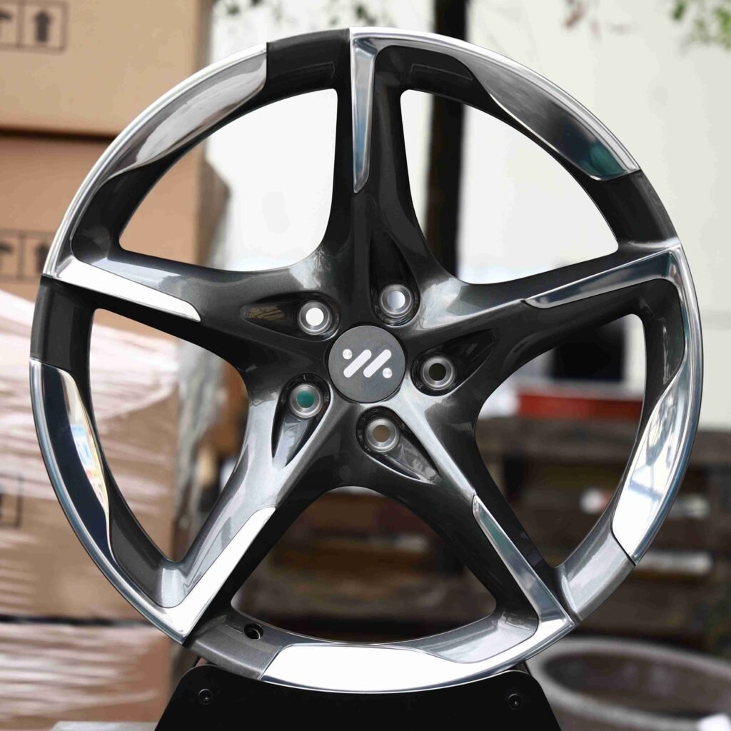 Dodge Challenger wheels – Matte Silver Directional Milled (Dodge OEM-Style), front view