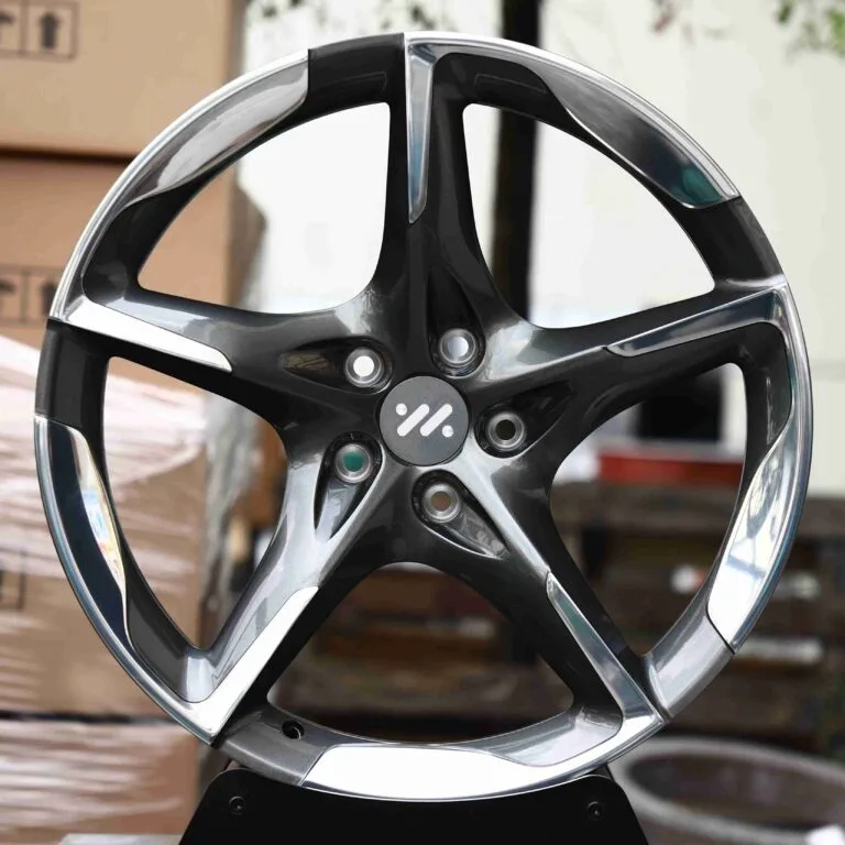 Dodge Challenger wheels – Matte Silver Directional Milled (Dodge OEM-Style), front view