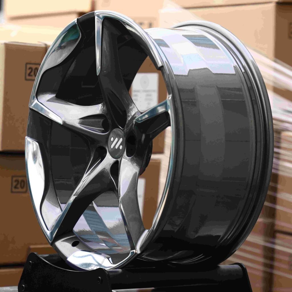 5x115 wheels – Matte Silver Directional Milled (Dodge OEM-Style), side view