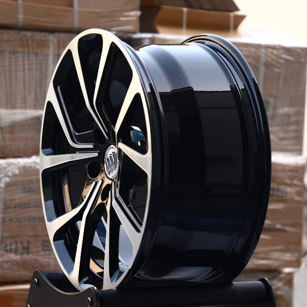 5x115 wheels – Matte Silver Directional Milled Machined Face, side view