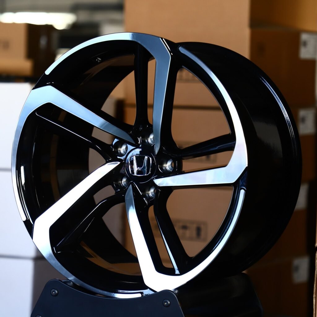 Honda Accord wheels – Matte Silver Directional Milled Machined Face, angled view