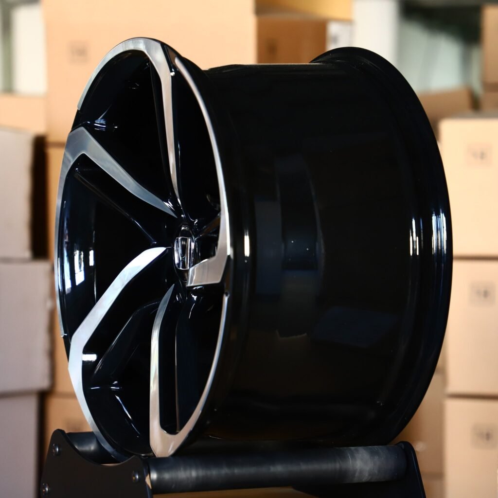 5x114.3 wheels – Matte Silver Directional Milled Machined Face, side view