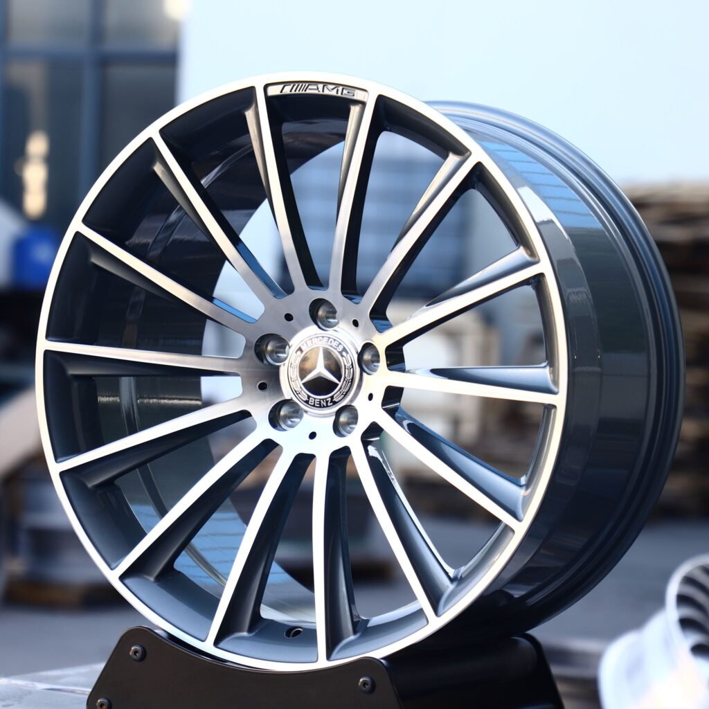 Mercedes-Benz C-Class W206 wheels – Matte Silver Directional Milled Machined Face (Mercedes-Benz OEM-Style), angled view