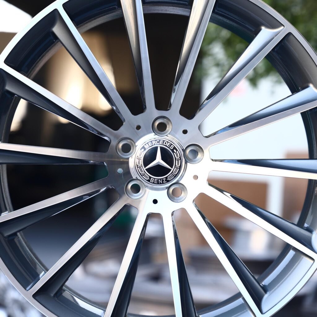Mercedes-Benz S-Class W223 wheels – Matte Silver Directional Milled Machined Face (Mercedes-Benz OEM-Style), lip and barrel detail