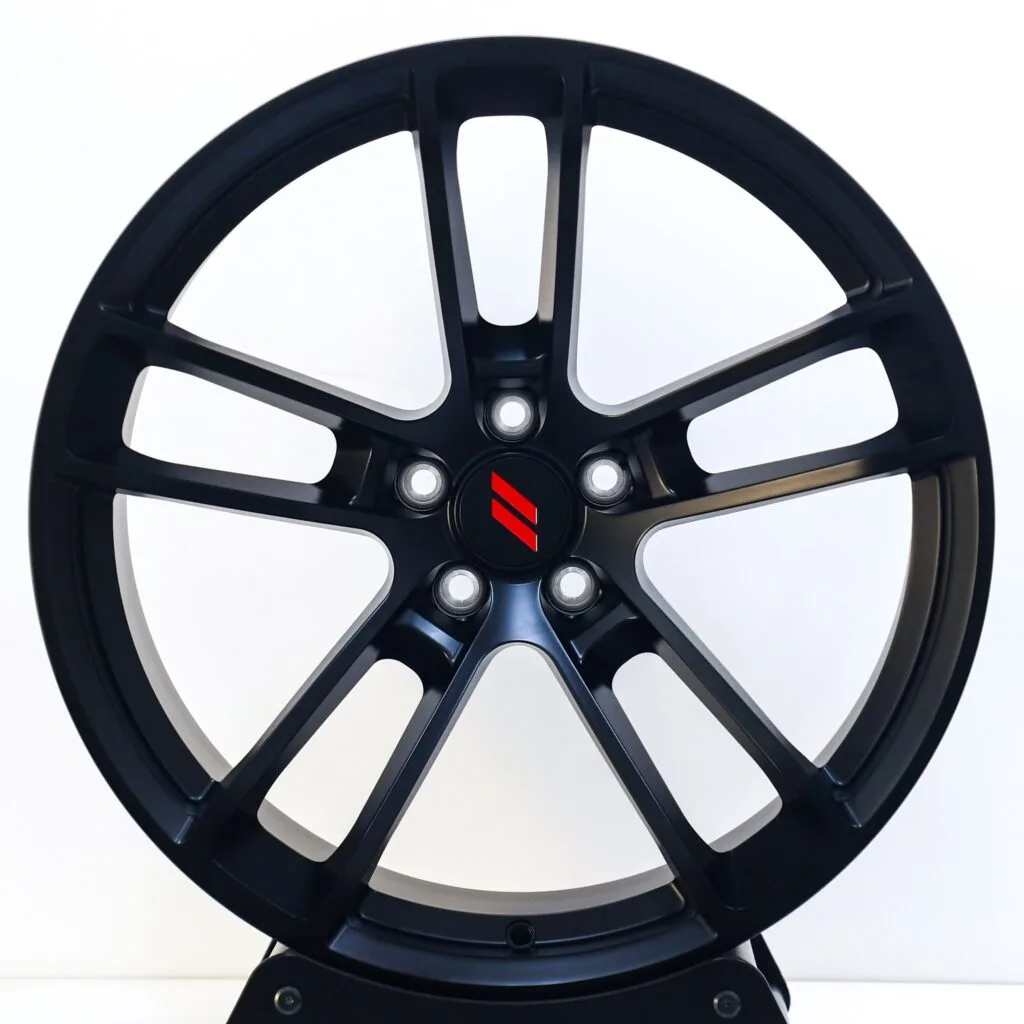 Dodge Challenger wheels – Matte Silver Double 5-Spoke Concave (Dodge OEM-Style), front view