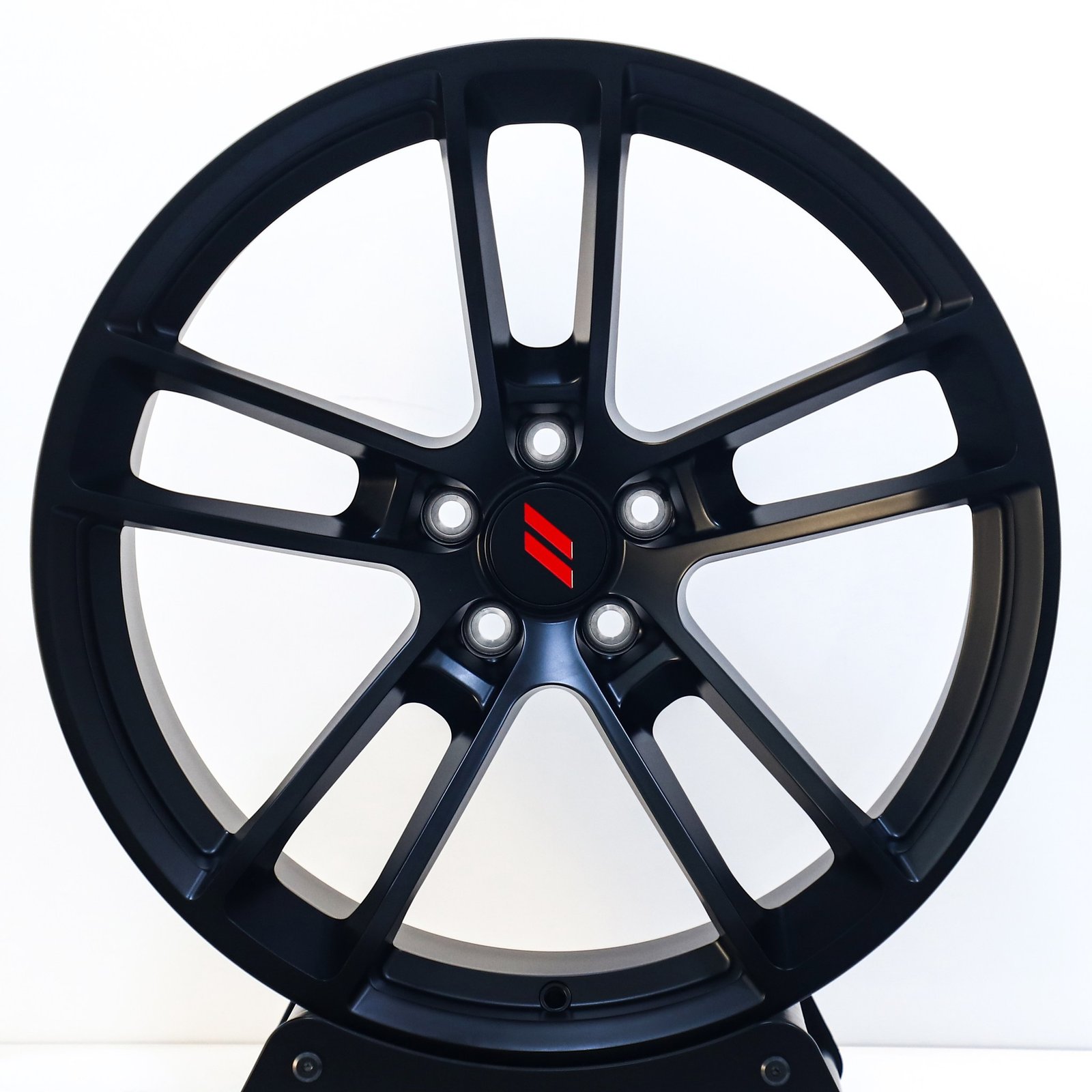 Dodge Challenger wheels – Matte Silver Double 5-Spoke Concave (Dodge OEM-Style), front view