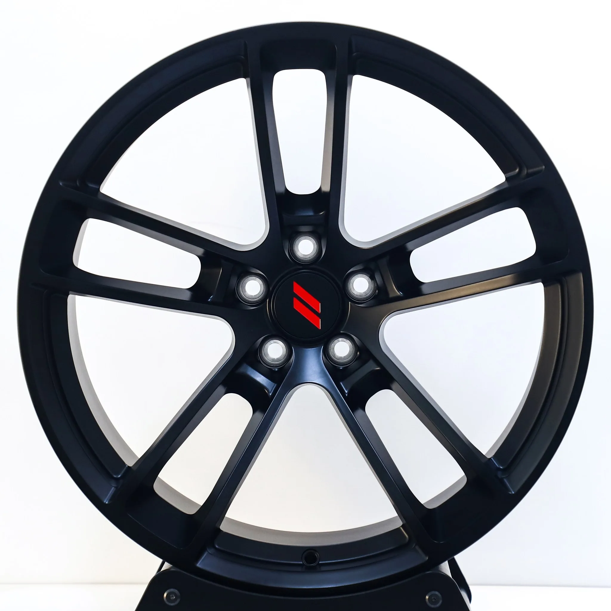 Dodge Challenger wheels – Matte Silver Double 5-Spoke Concave (Dodge OEM-Style), front view