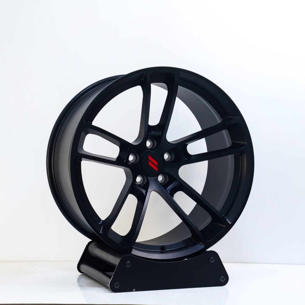 Dodge Charger wheels – Matte Silver Double 5-Spoke Concave (Dodge OEM-Style), angled view