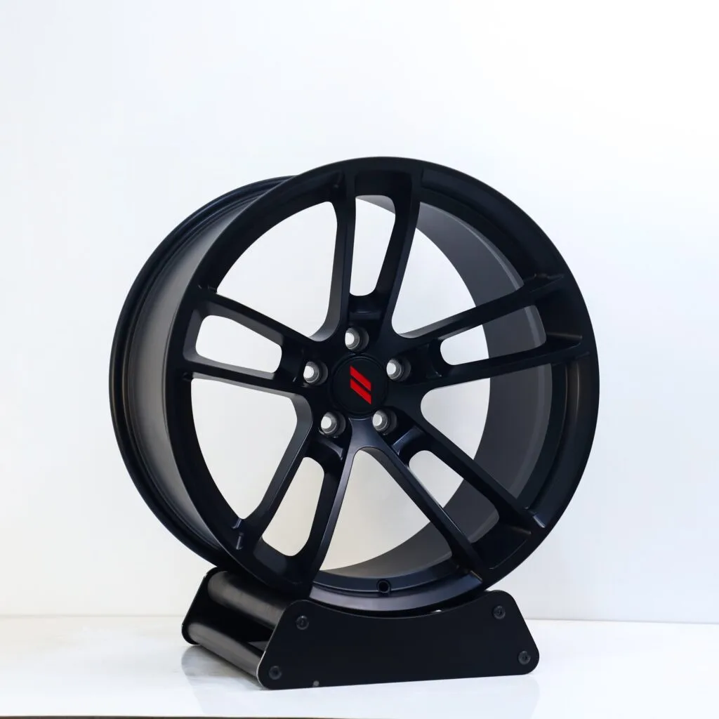 Dodge Charger wheels – Matte Silver Double 5-Spoke Concave (Dodge OEM-Style), angled view