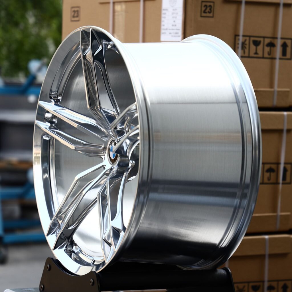 5x120 wheels – Matte Silver Double 5-Spoke (BMW Style 437M), side view