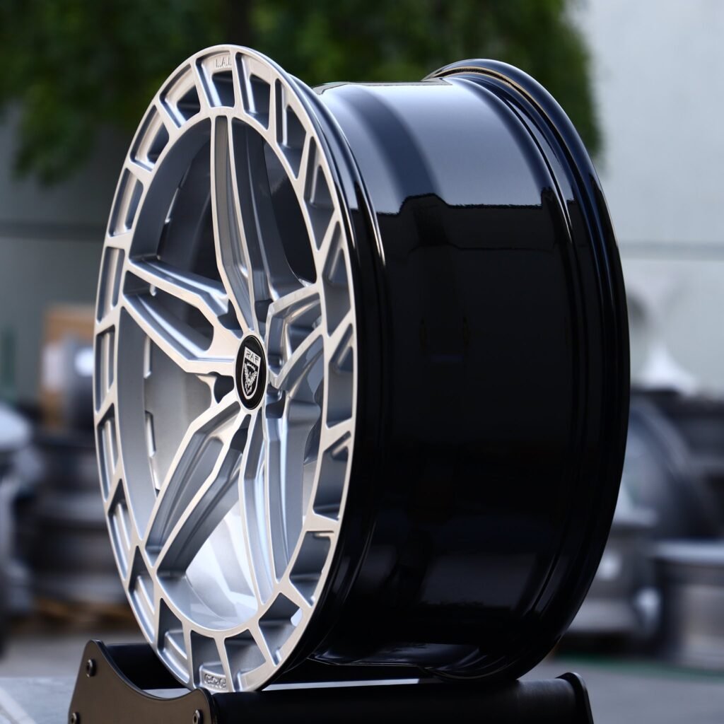 5x130 wheels – Matte Silver Double-Ring Directional Milled, side view