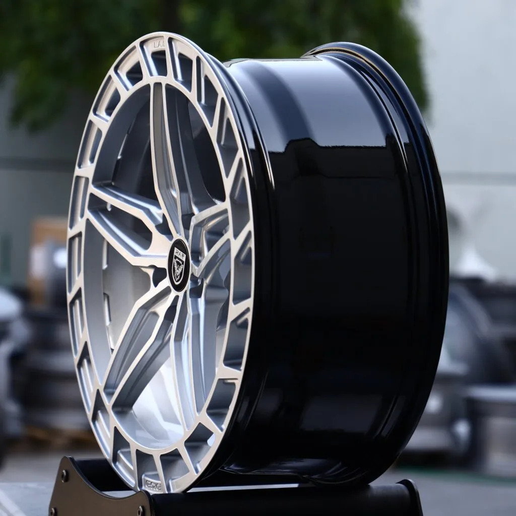 5x130 wheels – Matte Silver Double-Ring Directional Milled, side view