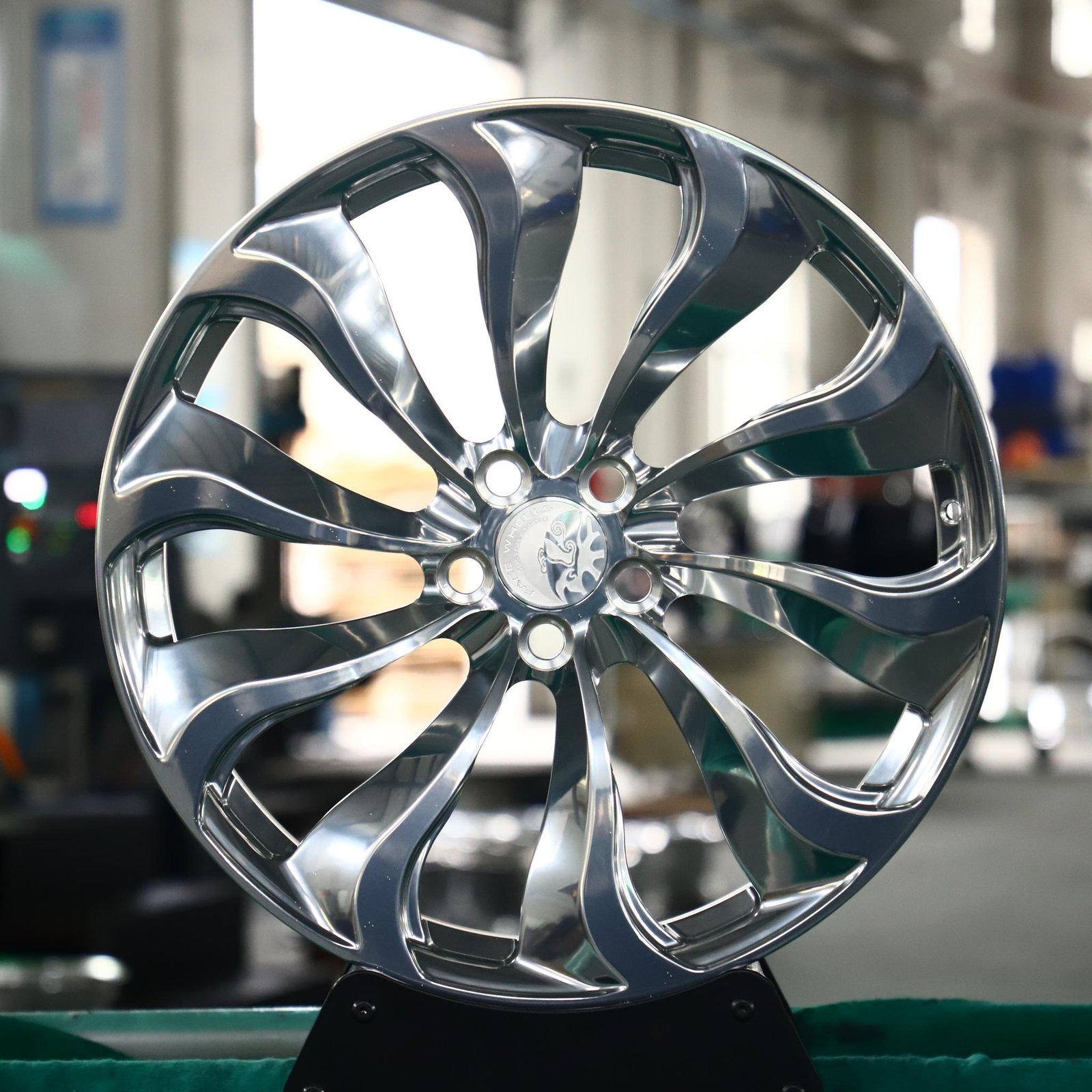 Porsche 911 wheels – Matte Silver Fan Spoke Directional Milled, front view