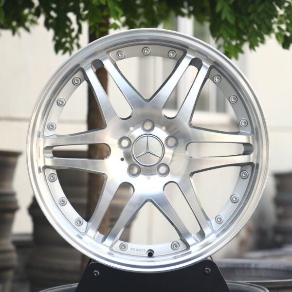 Mercedes-Benz E-Class wheels – Matte Silver Faux 2-Piece Double 6-Spoke Riveted, front view