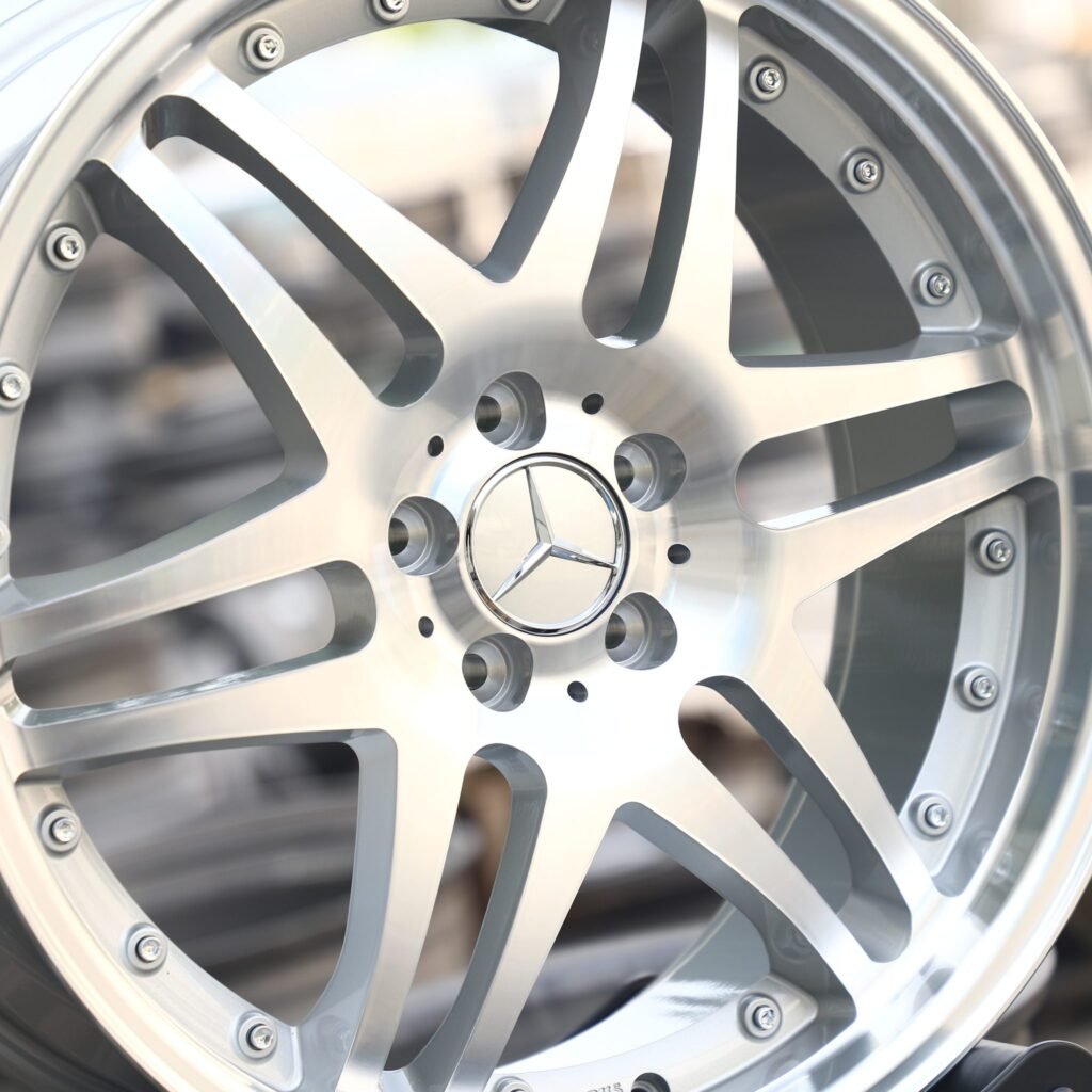Mercedes-Benz C-Class W206 wheels – Matte Silver Faux 2-Piece Double 6-Spoke Riveted, lip and barrel detail