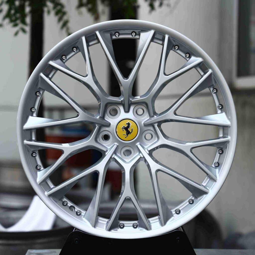 Matte Silver Forged Wheels - Ferrari 488 / Ferrari F8 Fitment (5-Lug) Monoblock forged wheel