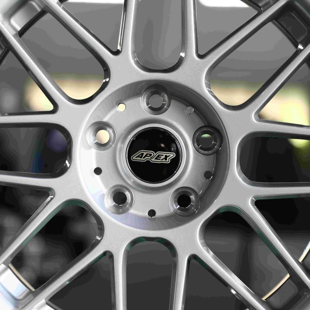 BMW M4 F82 wheels – Matte Silver (APEX ARC-8-Style), lip and barrel detail