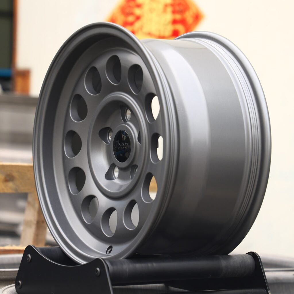 5x127 wheels – Matte Silver Full-Face Deep Lip, side view