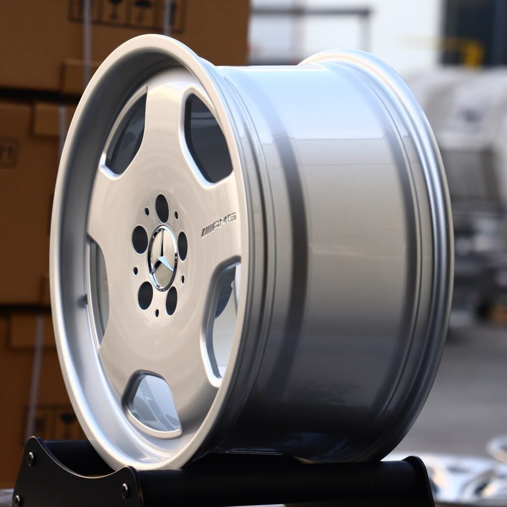 5x112 wheels – Matte Silver Full-Face Deep Lip, side view