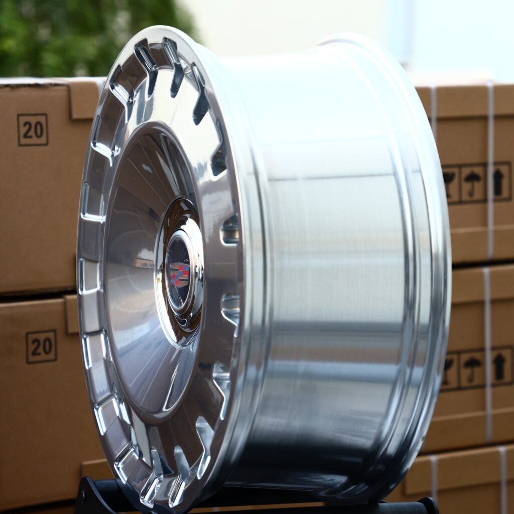 5x120 wheels – Matte Silver Full-Face (Cadillac OEM-Style), side view