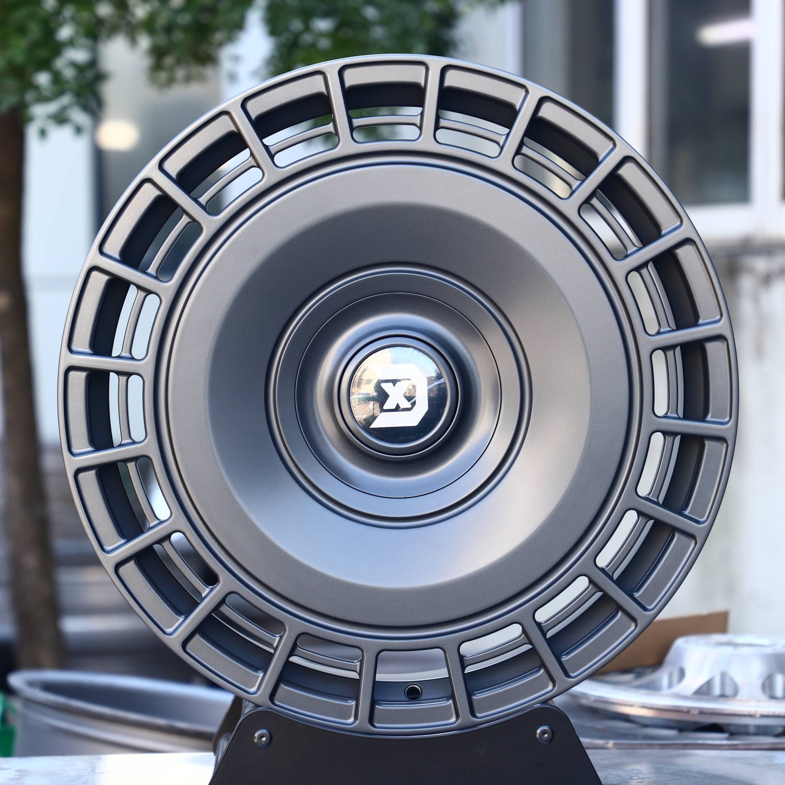 Porsche 911 wheels – Matte Silver Full-Face, front view