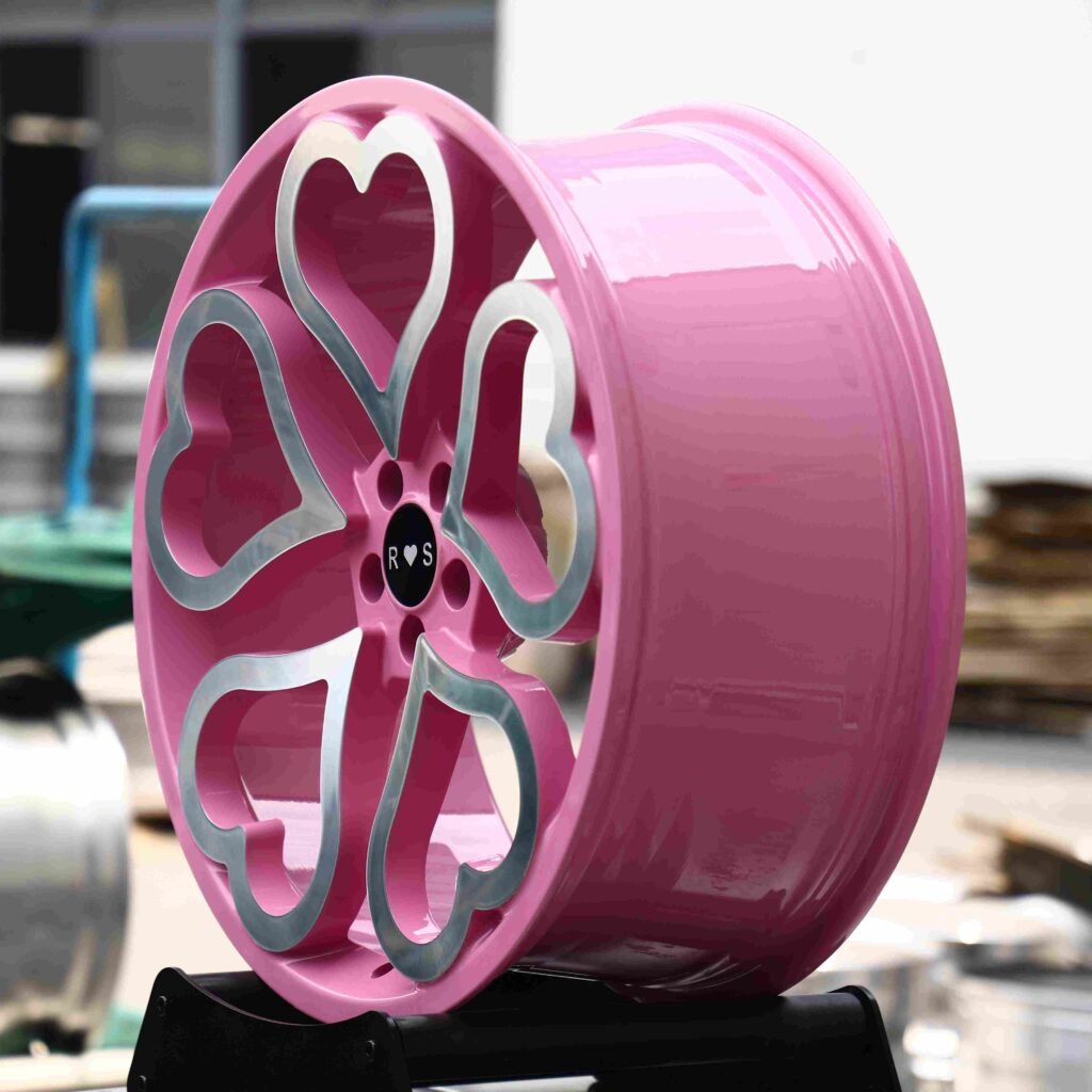 5x130 wheels – Matte Silver Heart-Spoke, side view