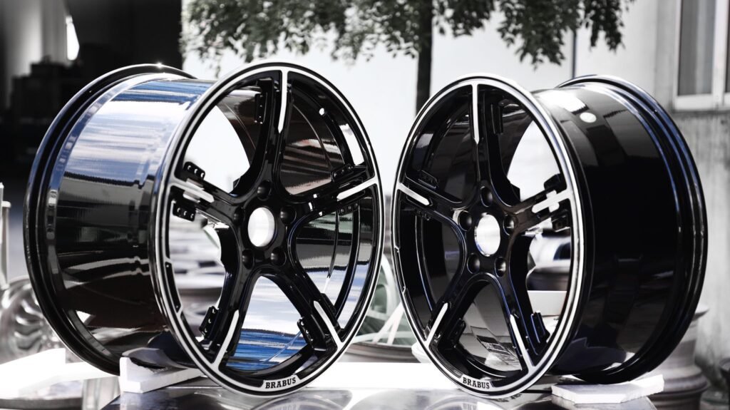 5x112 wheels – Matte Silver Machined Face, side view