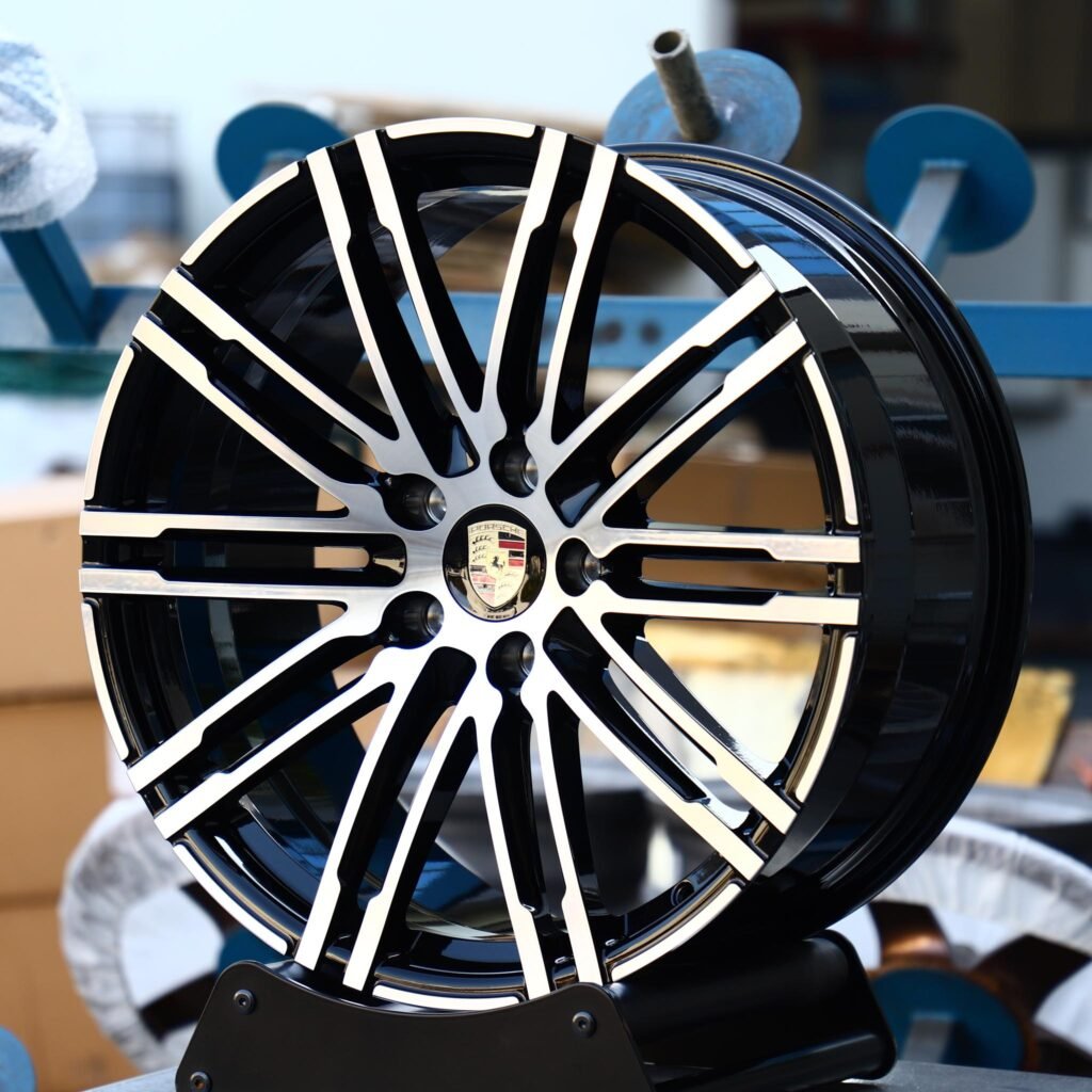 Porsche Panamera wheels – Matte Silver Machined Face, angled view