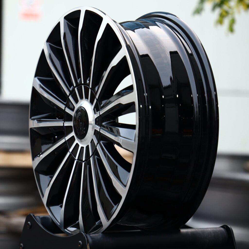 5x130 wheels – Matte Silver Multi-Spoke Directional Milled Machined Face, side view